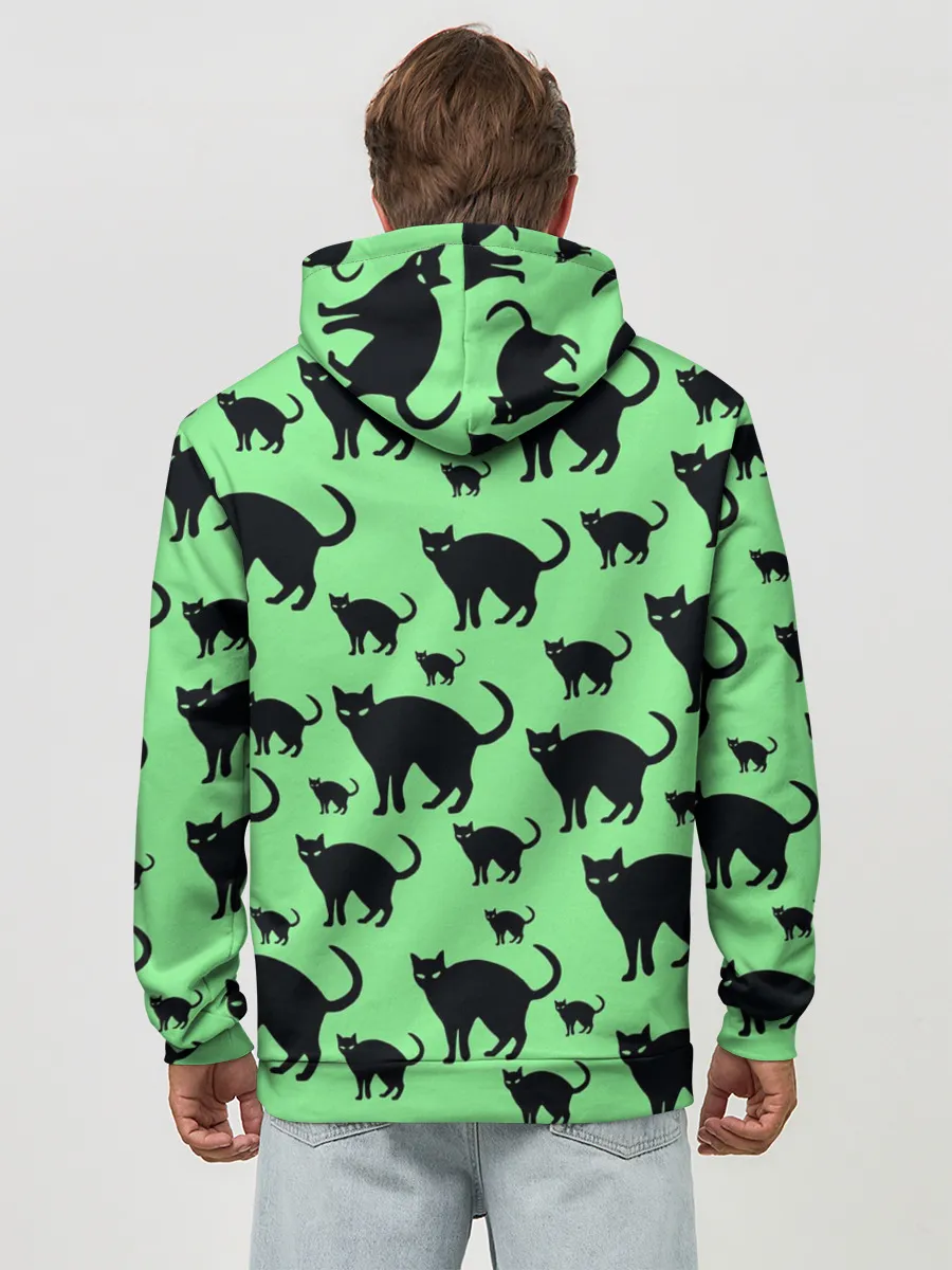 Худи мужской база хлопок / Кошачий фон