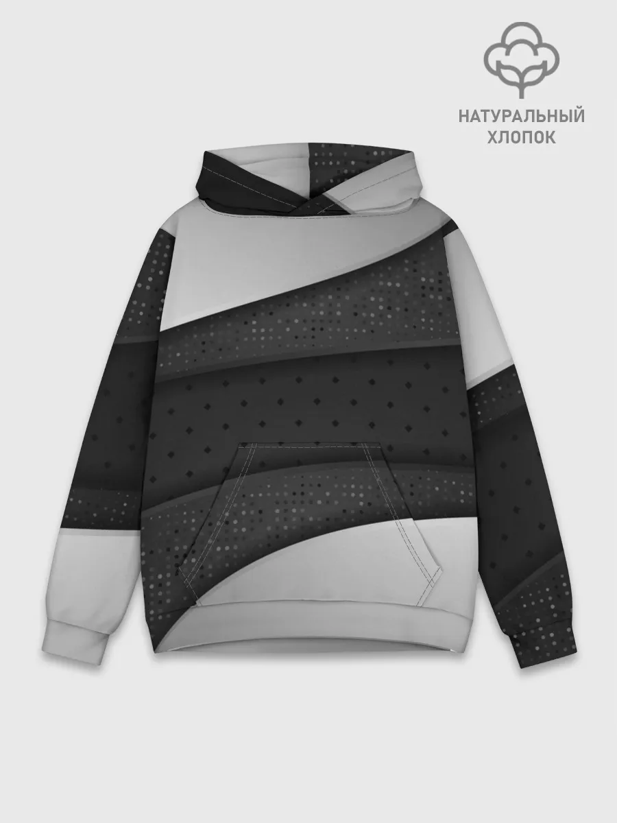Худи мужской база хлопок / 3D luxury style silver black