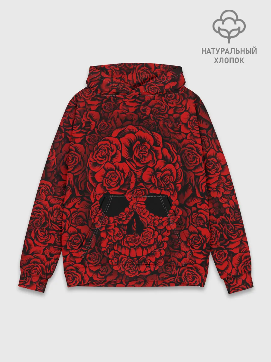 Худи мужской база хлопок / ЦВЕТОЧНЫЙ ЧЕРЕП