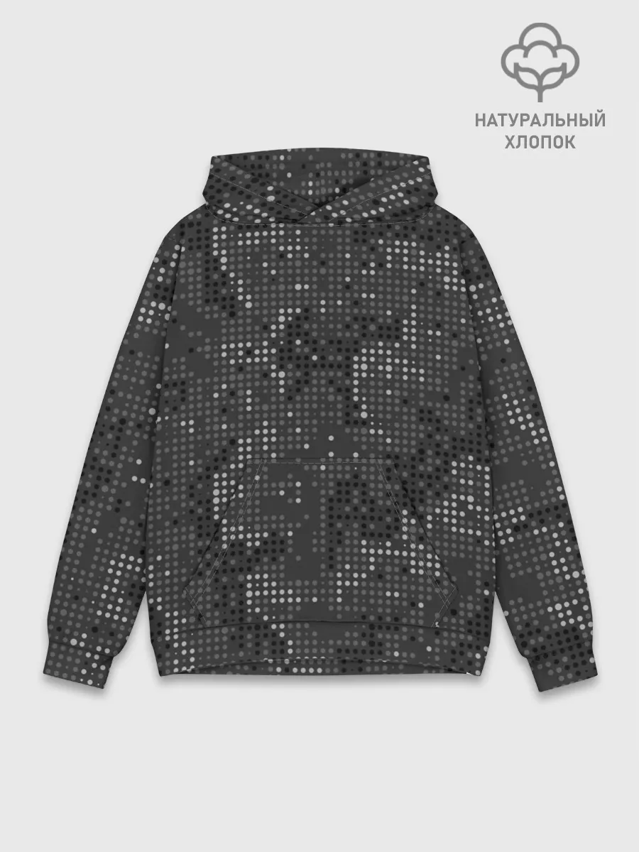 Худи мужской база хлопок / КАМУФЛЯЖ В ЧЕРНУЮ ТОЧКУ
