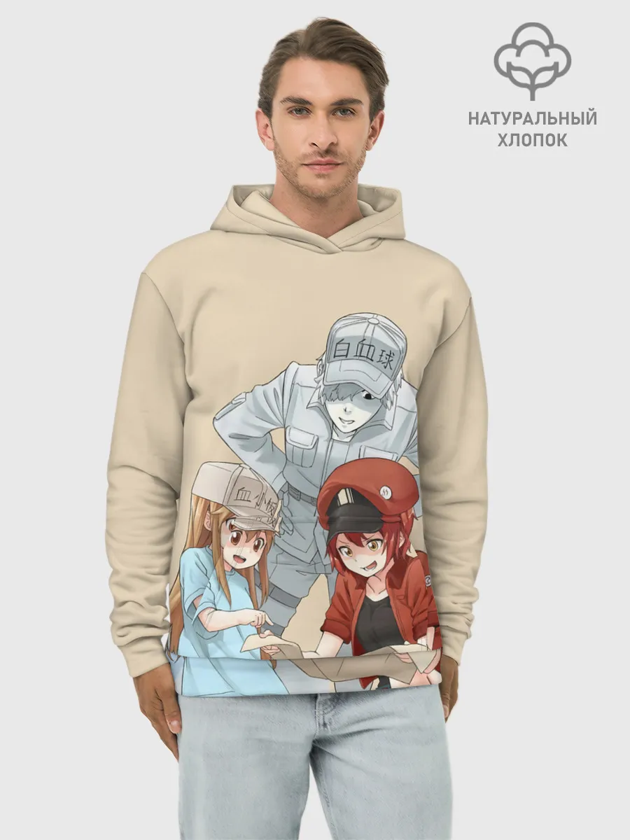 Худи мужской база хлопок / Клетки за работой