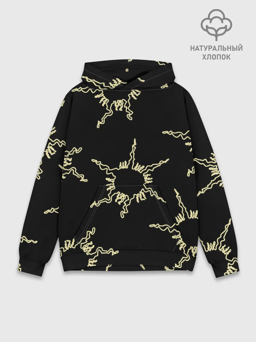 Худи мужской база хлопок / чёрное солнце