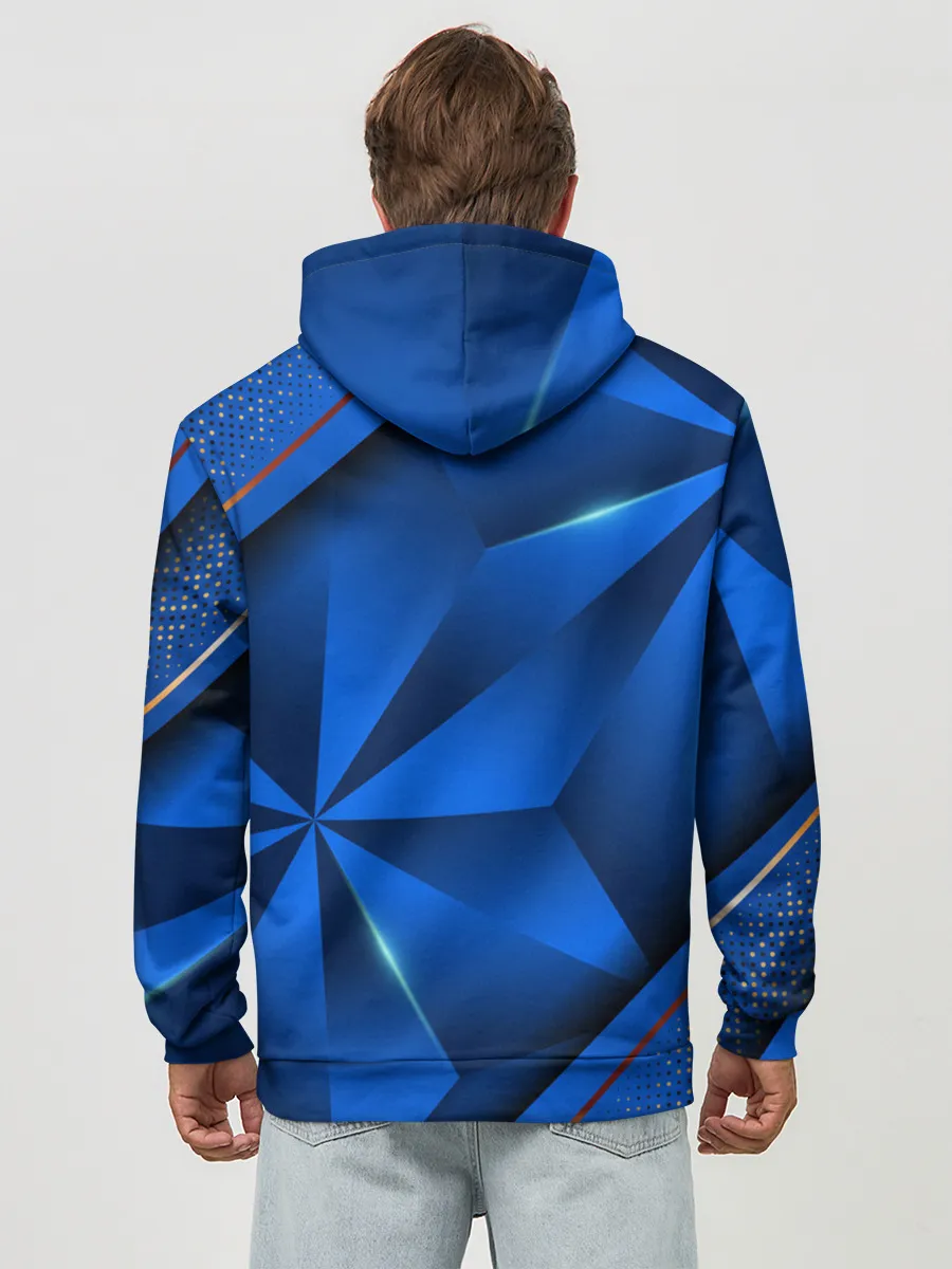 Худи мужской база хлопок / 3D абстрактные фигуры BLUE