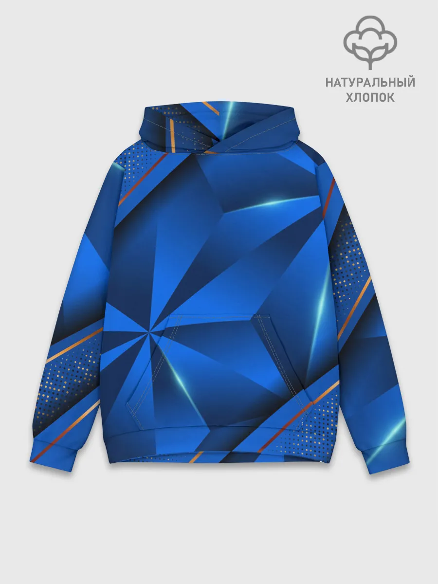 Худи мужской база хлопок / 3D абстрактные фигуры BLUE