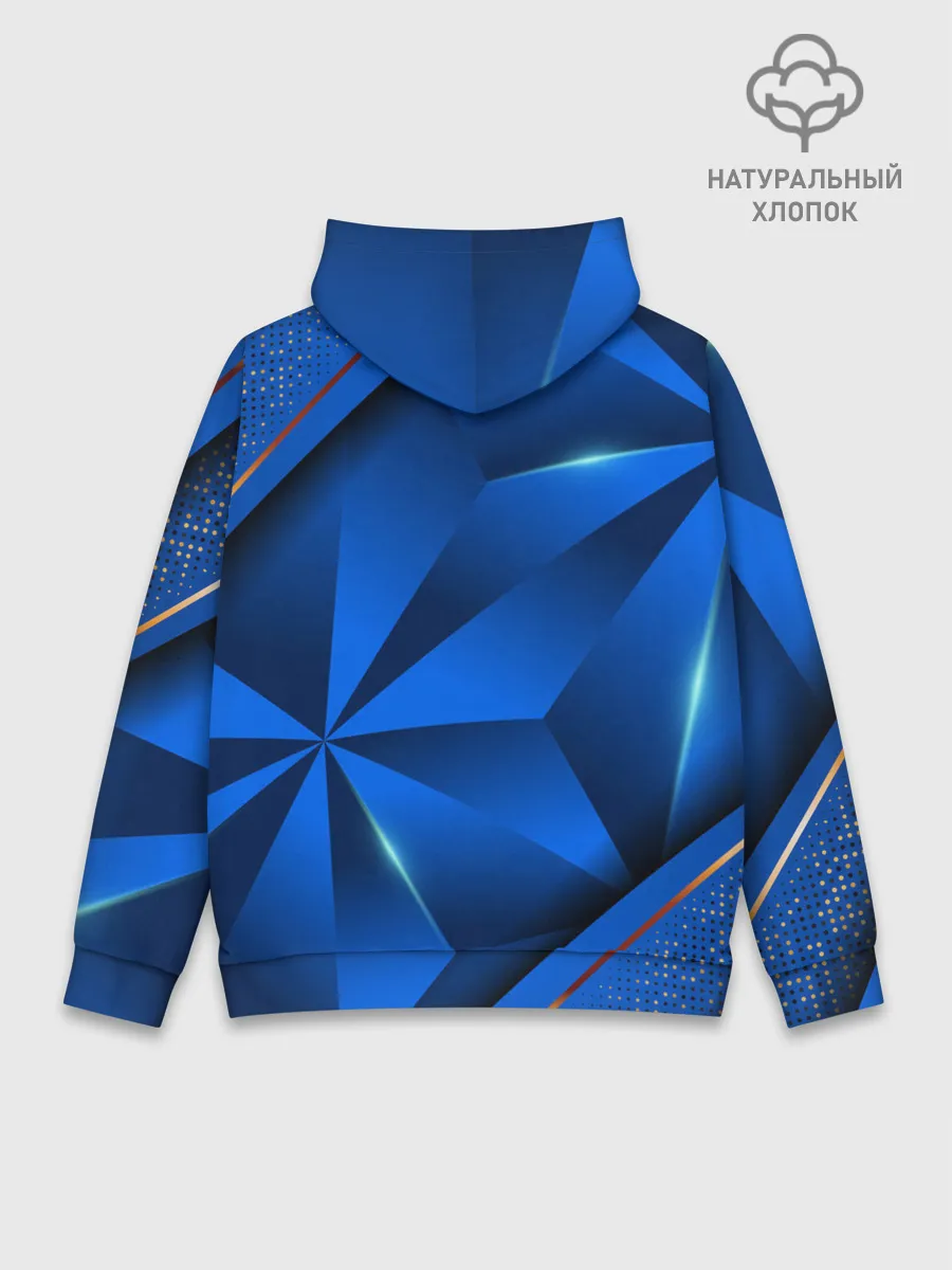 Худи мужской база хлопок / 3D абстрактные фигуры BLUE