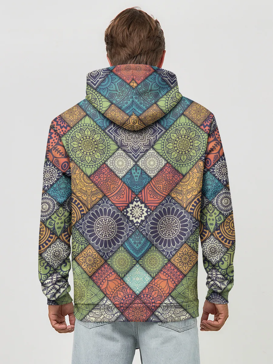 Худи мужской база хлопок / ЛОСКУТНАЯ ВЫШИВКА