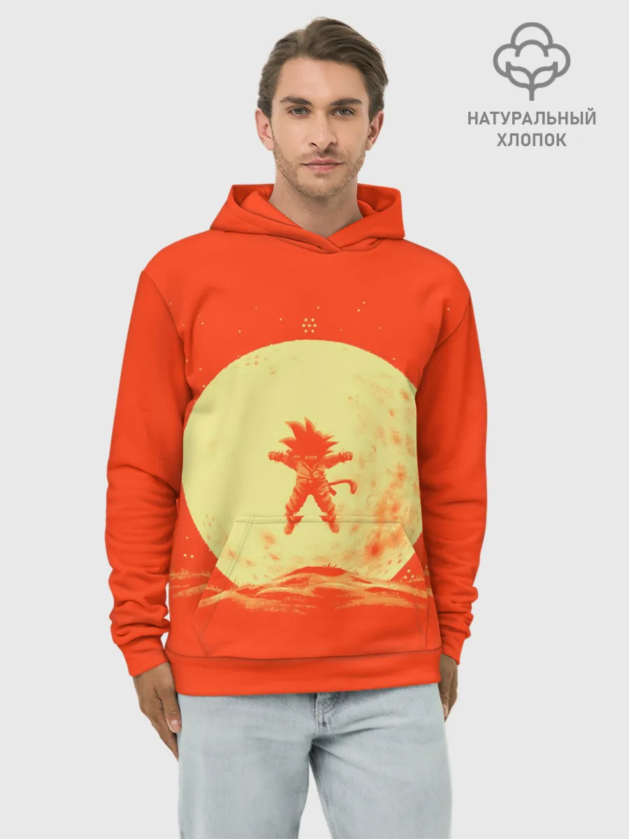 Худи мужской база хлопок / Гоку и луна