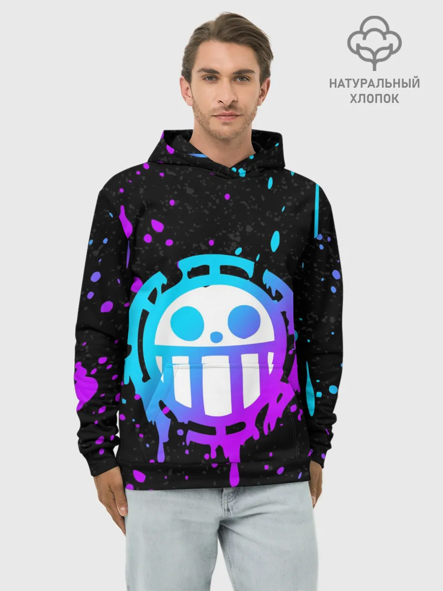 Худи мужской база хлопок / ONE PIECE / ВАН ПИС / НЕОН