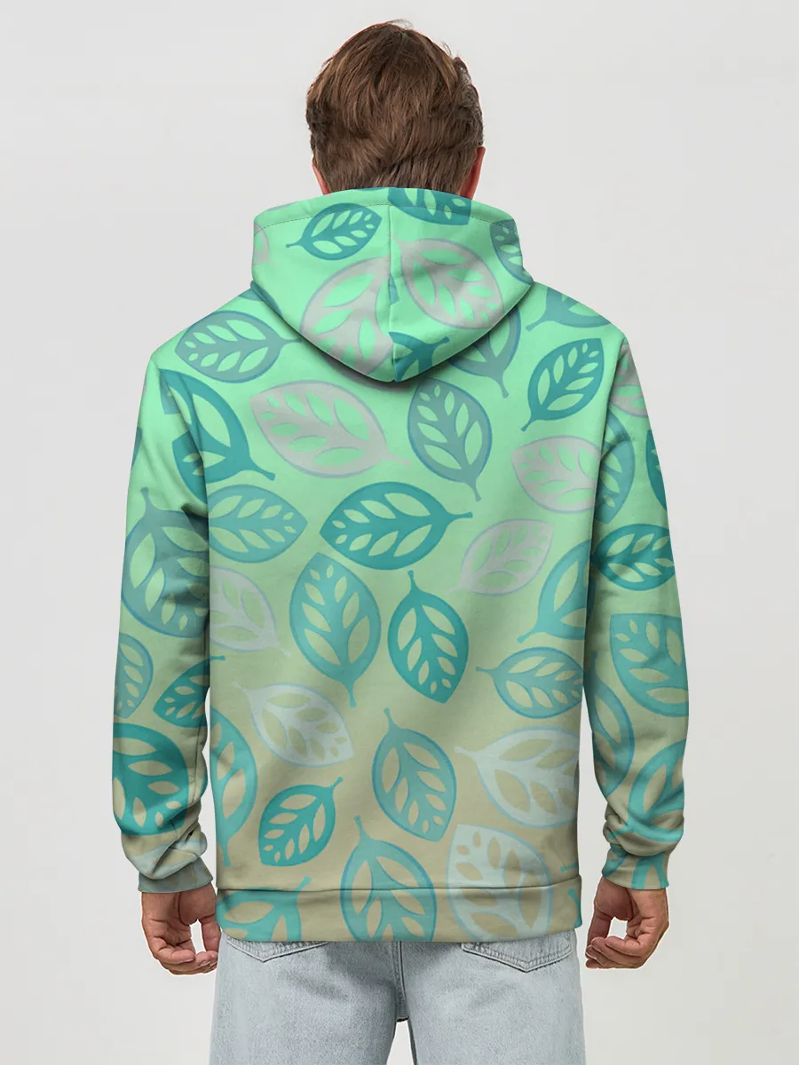 Худи мужской база хлопок / узор из листиков