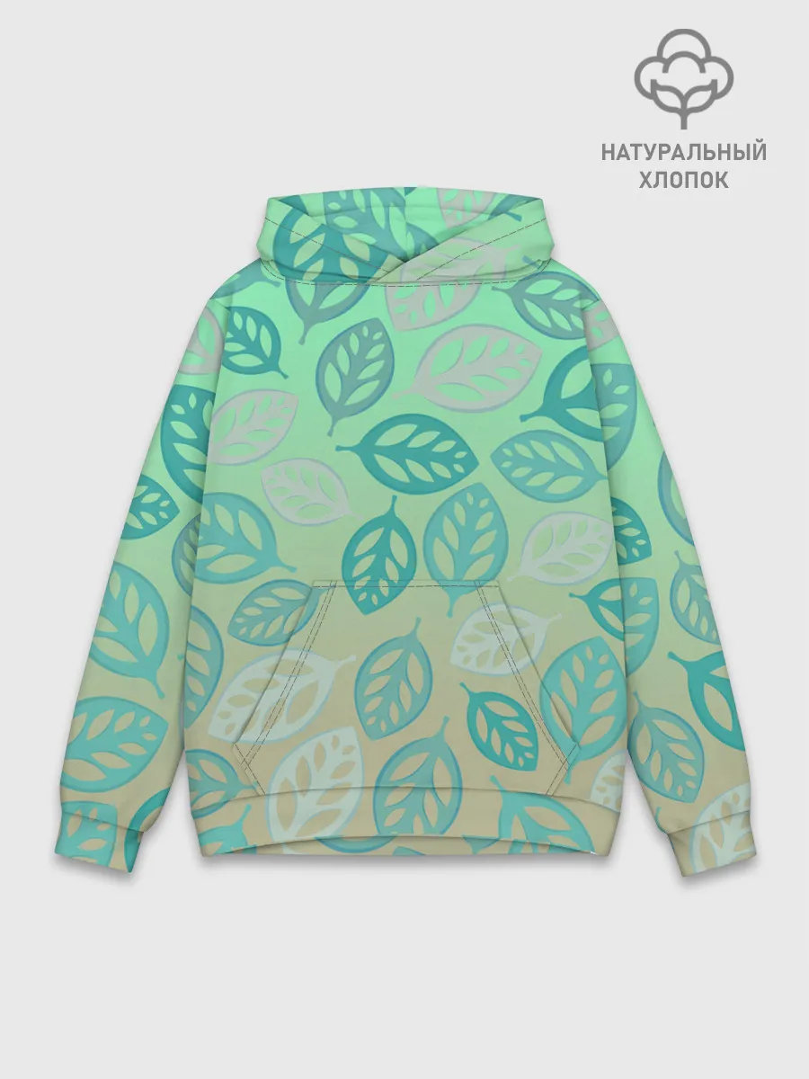 Худи мужской база хлопок / узор из листиков