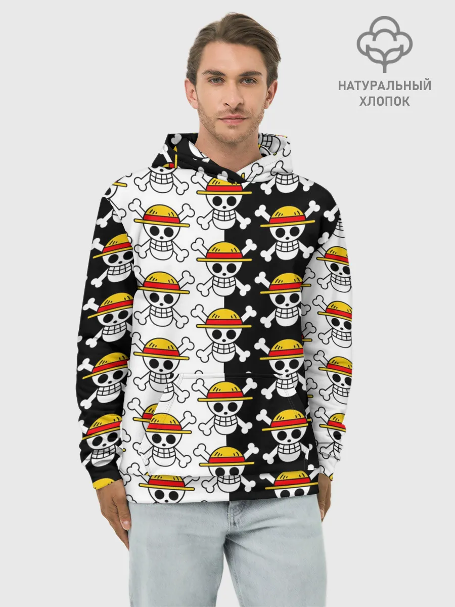 Худи мужской база хлопок / ONE PIECE / ВАН ПИС / УЗОР