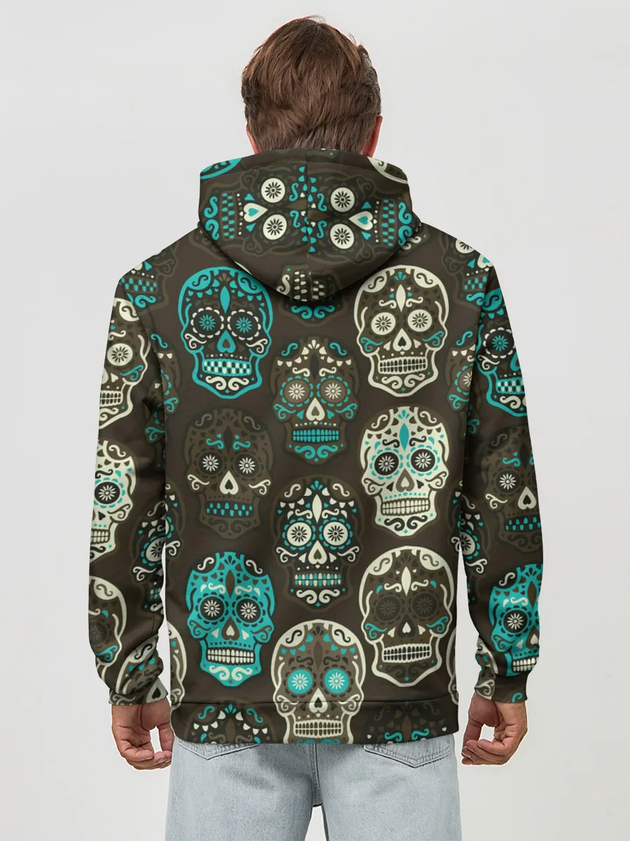 Худи мужской база хлопок / Черепа с узорами