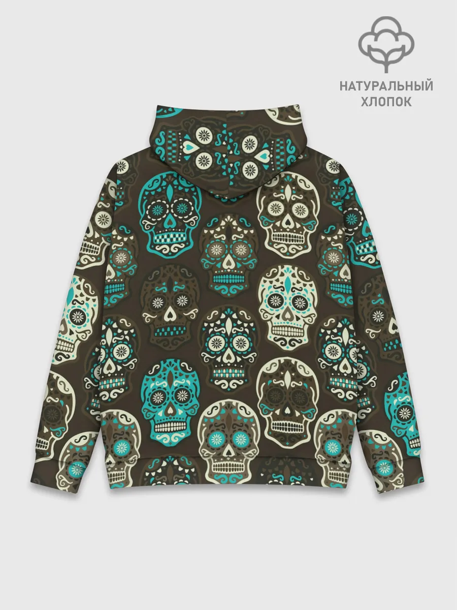 Худи мужской база хлопок / Черепа с узорами