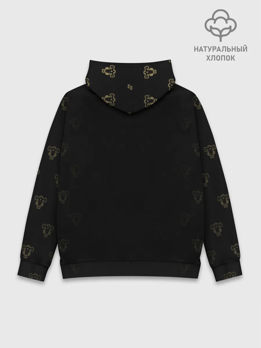 Худи мужской база хлопок / Черные быки | Чёрный клевер