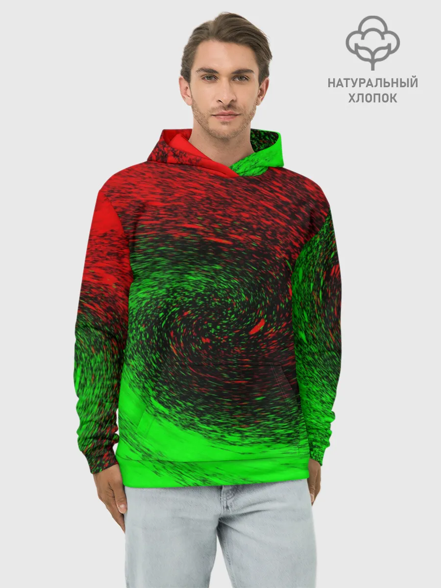 Худи мужской база хлопок / КРАСНАЯ И ЗЕЛЕНАЯ КРАСКА