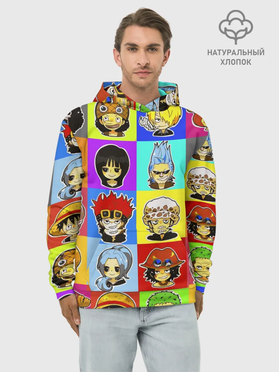 Худи мужской база хлопок / ONE PIECE / ВАН ПИС / УЗОР