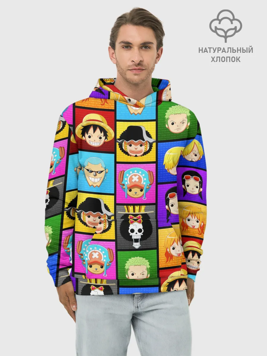 Худи мужской база хлопок / ONE PIECE / ВАН ПИС / ГЕРОИ