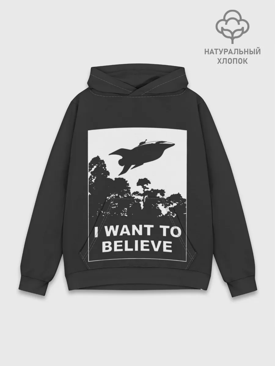 Худи мужской база хлопок / Я хочу верить