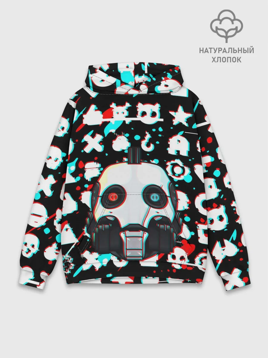 Худи мужской база хлопок / ЛЮБОВЬ СМЕРТЬ И РОБОТЫ / ГЛИТЧ