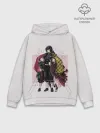 Худи мужской база хлопок / Гию оберегает Танджиро и Незуко