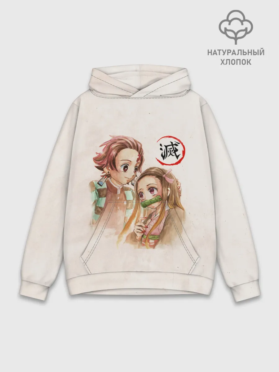 Худи мужской база хлопок / Танджиро и Незуко Kimetsu no Yaiba
