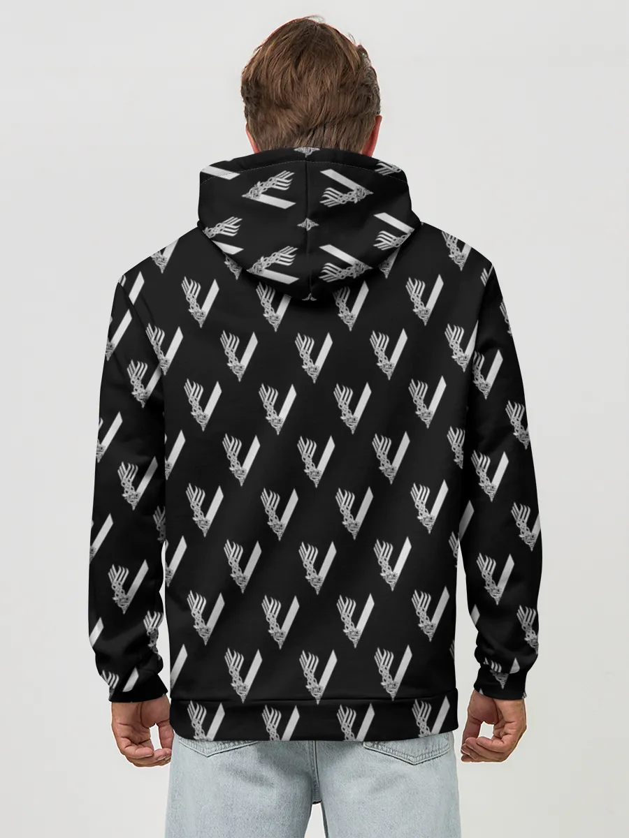 Худи мужской база хлопок / Викинги Лого Паттерн | Vikings Pattern