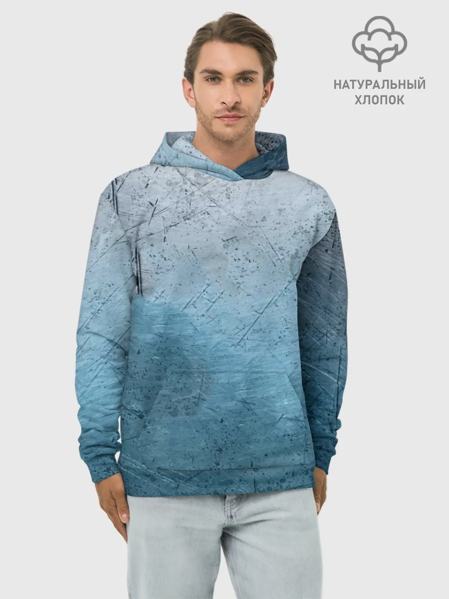 Худи мужской база хлопок / Blue Glass