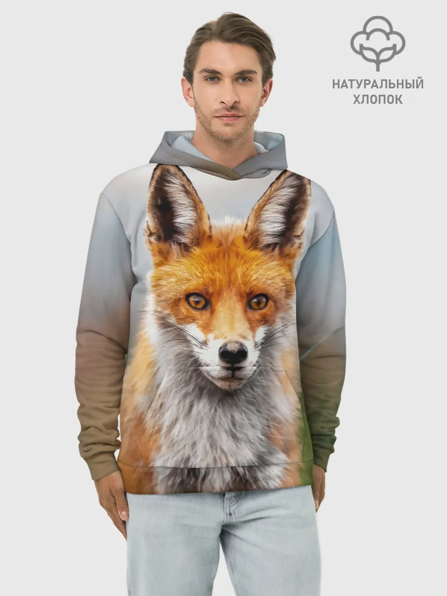 Худи мужской база хлопок / рыжая лисица