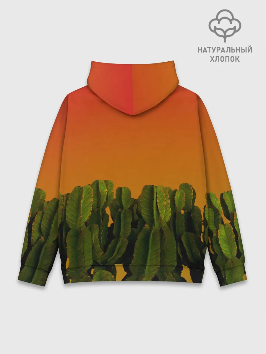Худи мужской база хлопок / Кактусы на закате