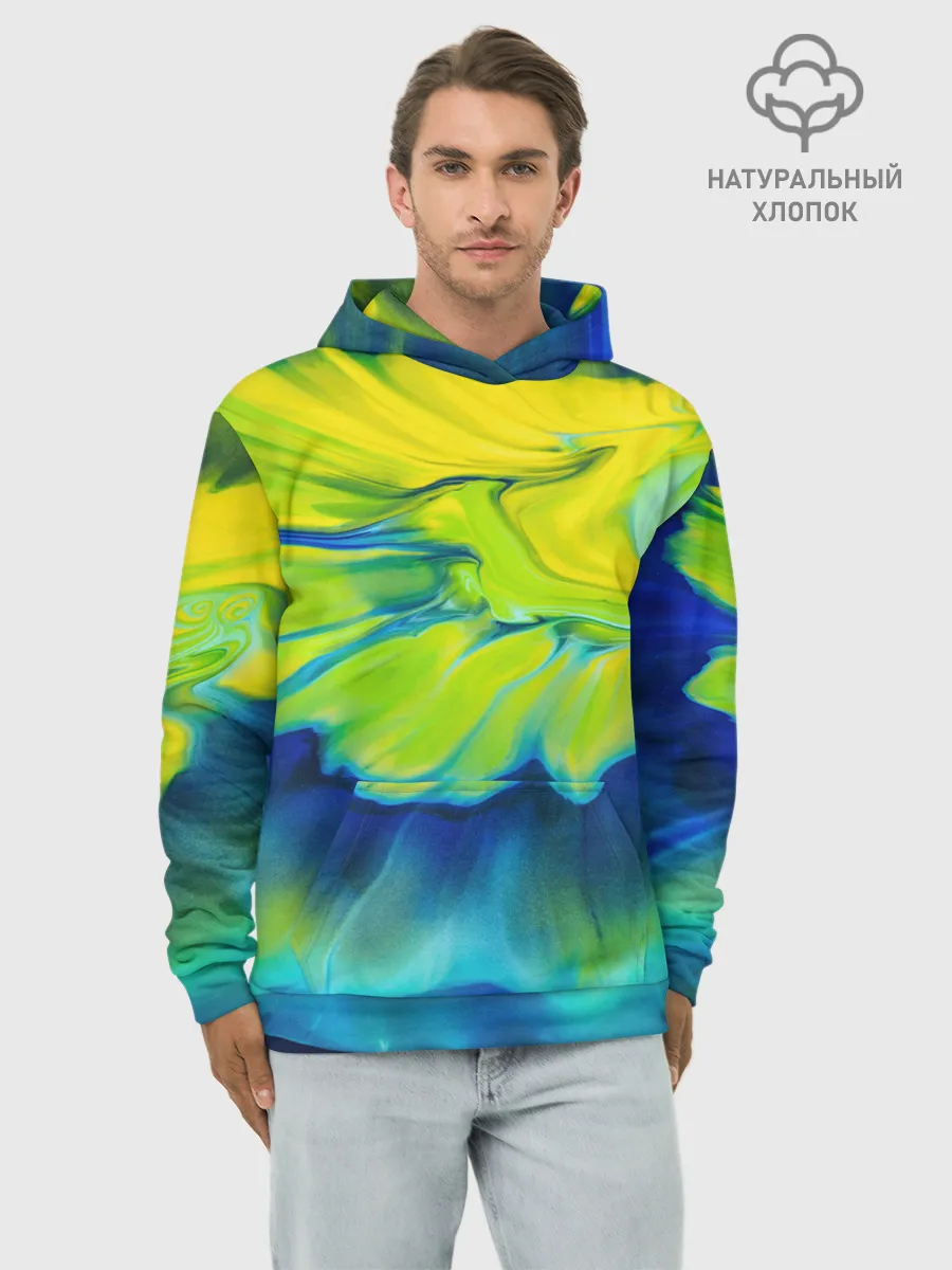 Худи мужской база хлопок / Разводы яркой краски
