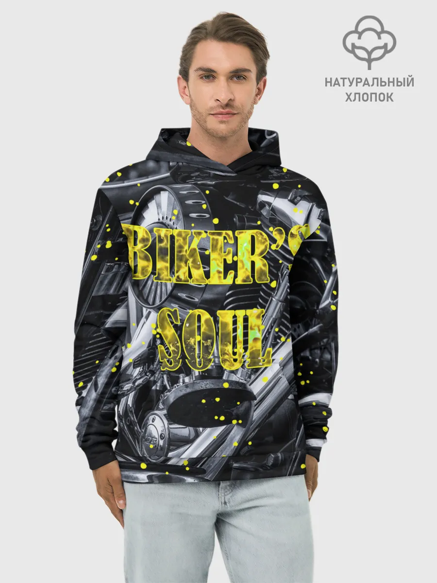 Худи мужской база хлопок / Bikers Soul | Душа байкера