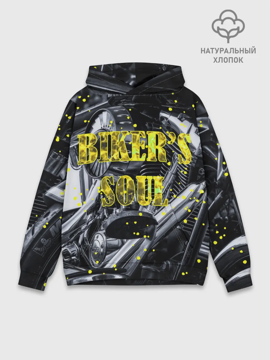 Худи мужской база хлопок / Bikers Soul | Душа байкера