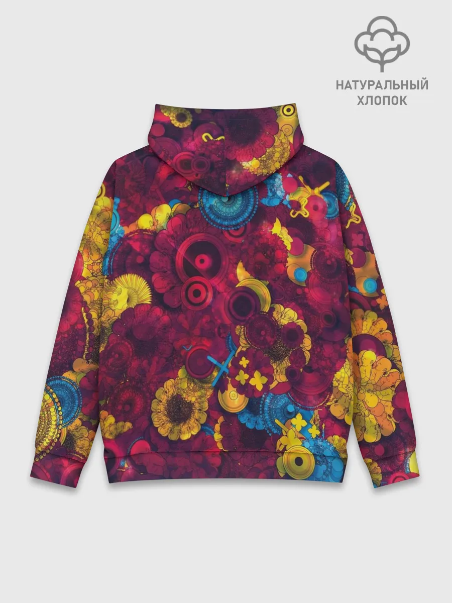 Худи мужской база хлопок / Цветы - шестеренки