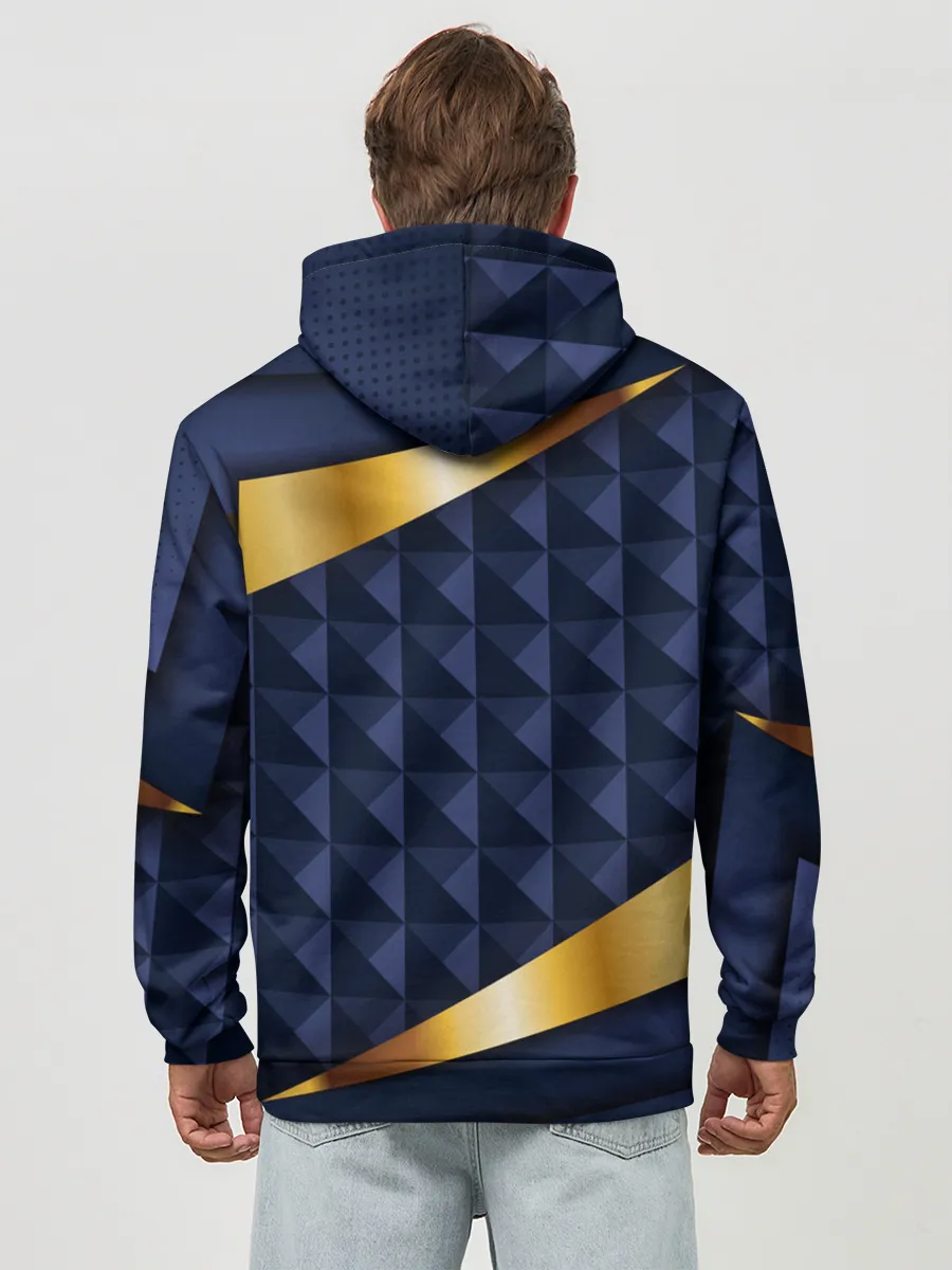 Худи мужской база хлопок / 3D плитки с золотыми вставками