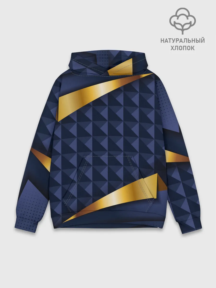 Худи мужской база хлопок / 3D плитки с золотыми вставками