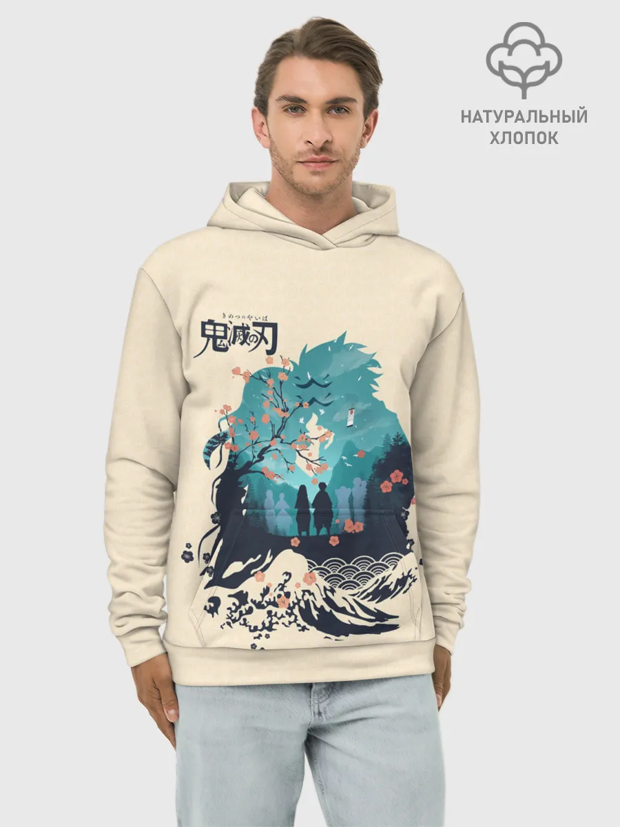 Худи мужской база хлопок / Танджиро и Незуко Kimetsu no Yaiba