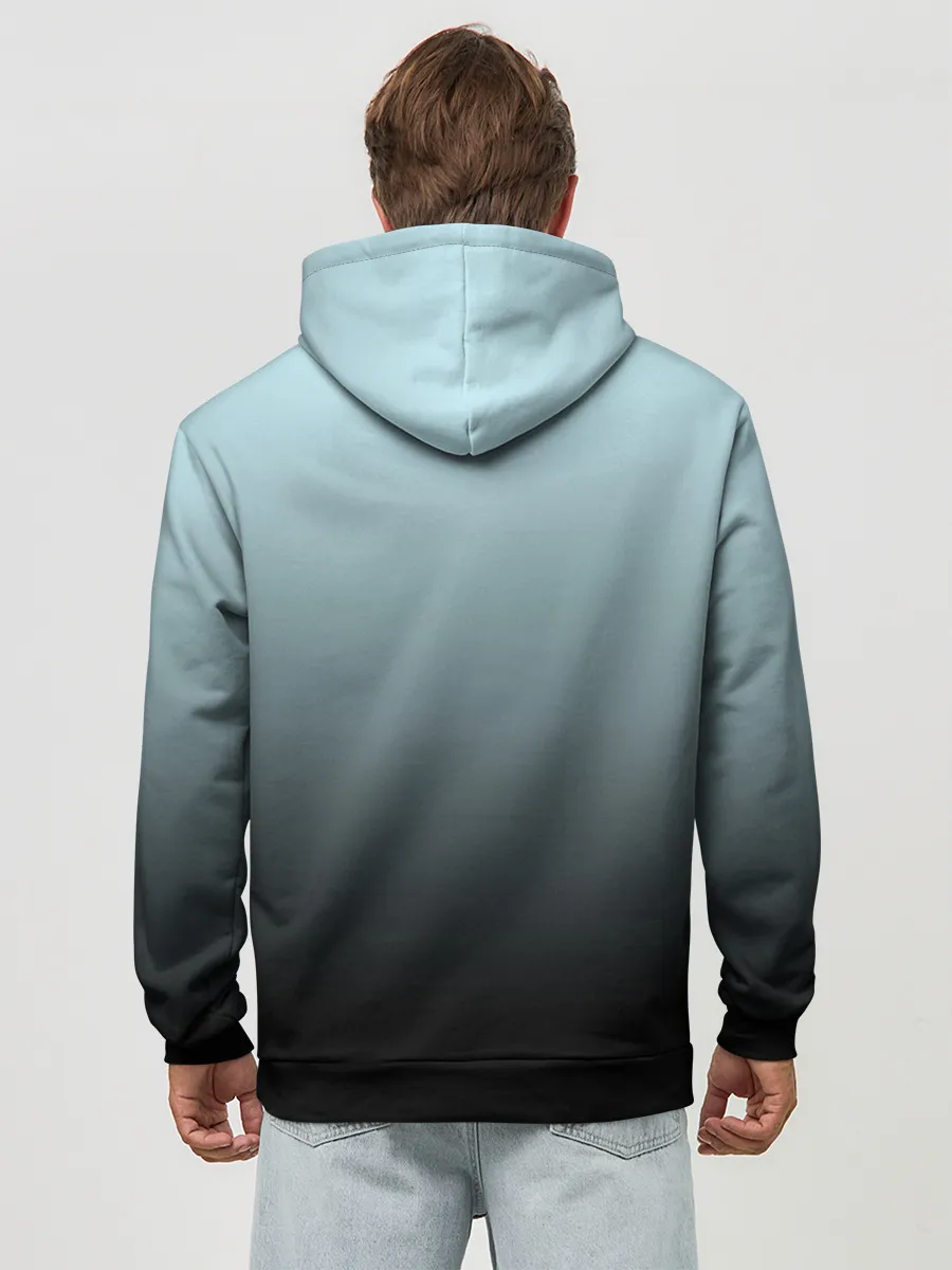 Худи мужской база хлопок / Black and Blue gradient