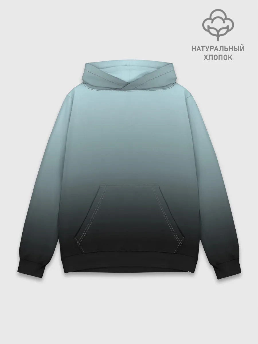Худи мужской база хлопок / Black and Blue gradient