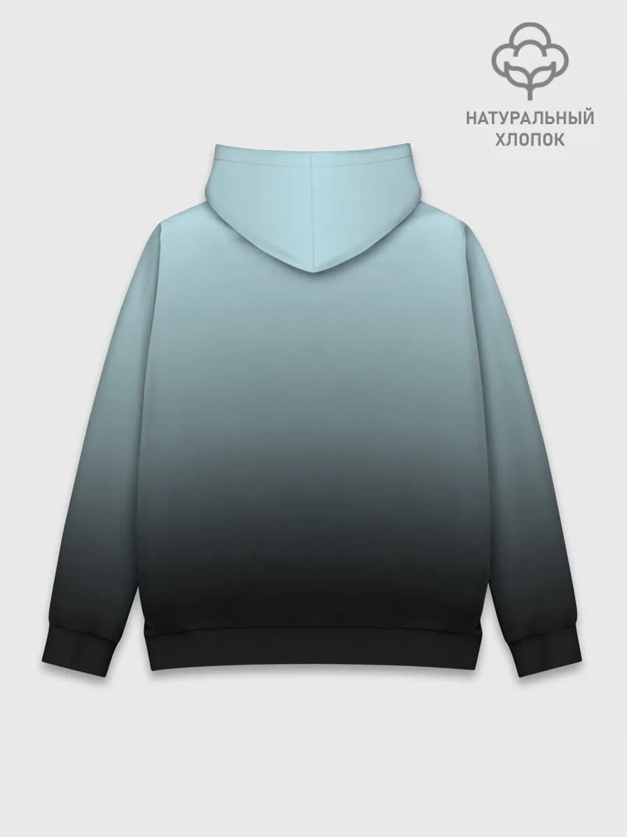 Худи мужской база хлопок / Black and Blue gradient