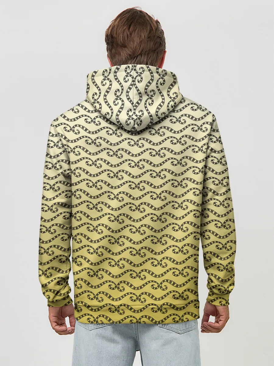 Худи мужской база хлопок / рисованный узор усы червячки