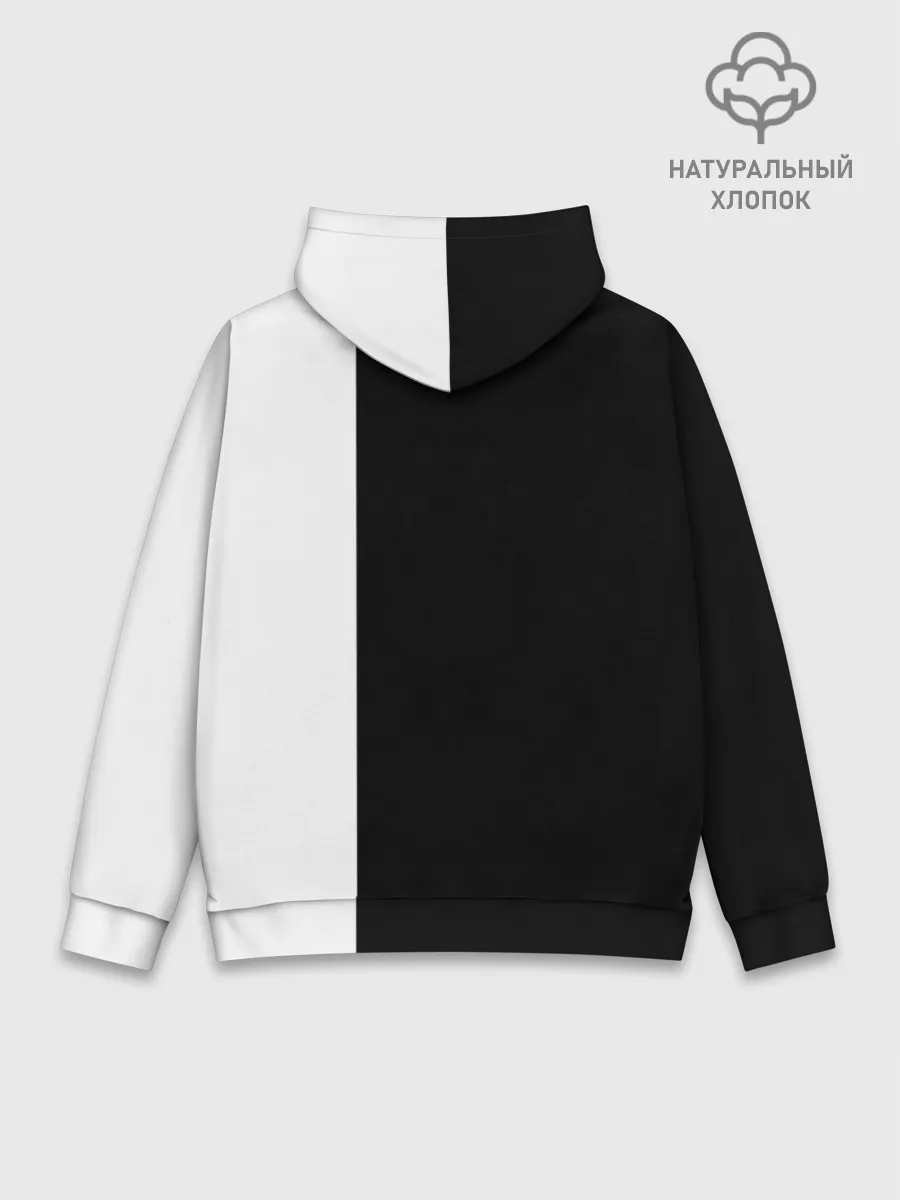 Худи мужской база хлопок / Черно белый силуэт Танджиро