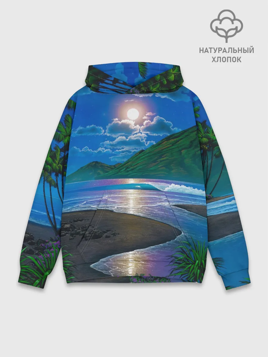 Худи мужской база хлопок / Гавайский пейзаж
