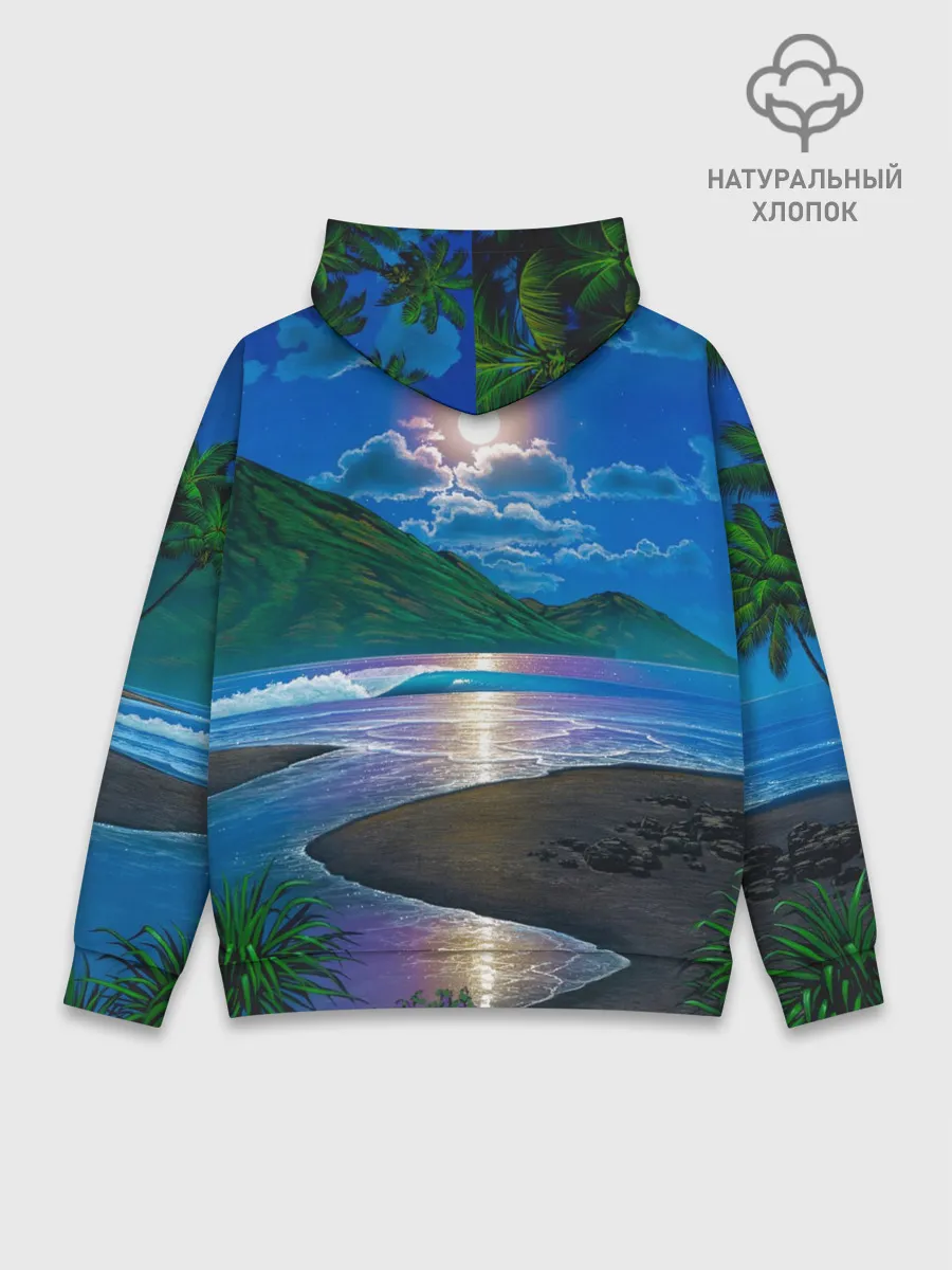 Худи мужской база хлопок / Гавайский пейзаж