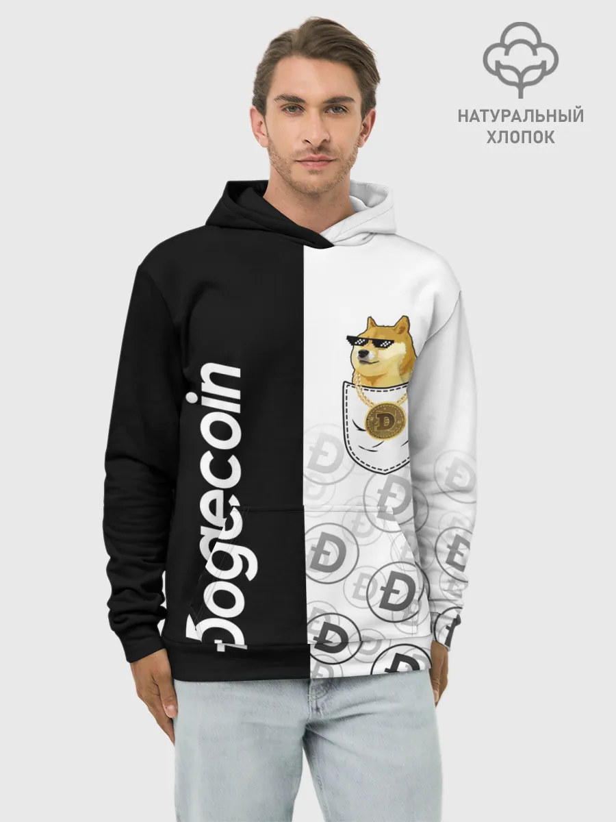 Худи мужской база хлопок / DOGECOIN / DOGE / КАРМАН