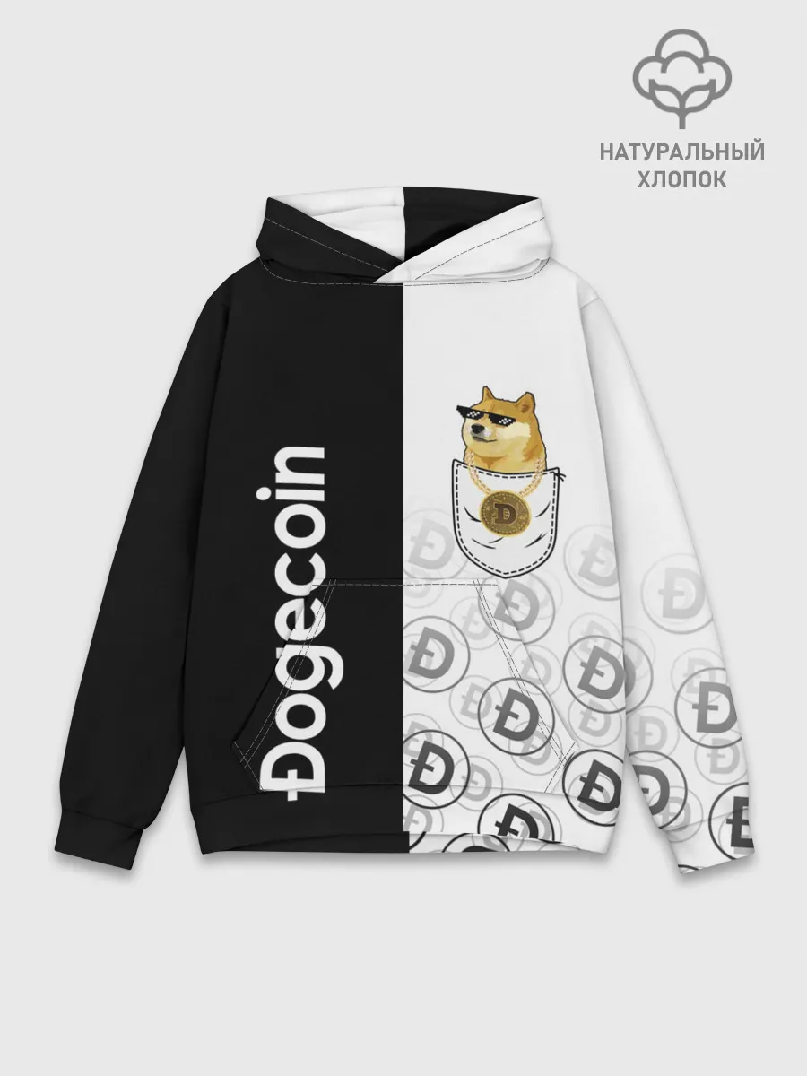 Худи мужской база хлопок / DOGECOIN / DOGE / КАРМАН