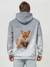 Худи мужской база хлопок / Лисица прыгает по снегу