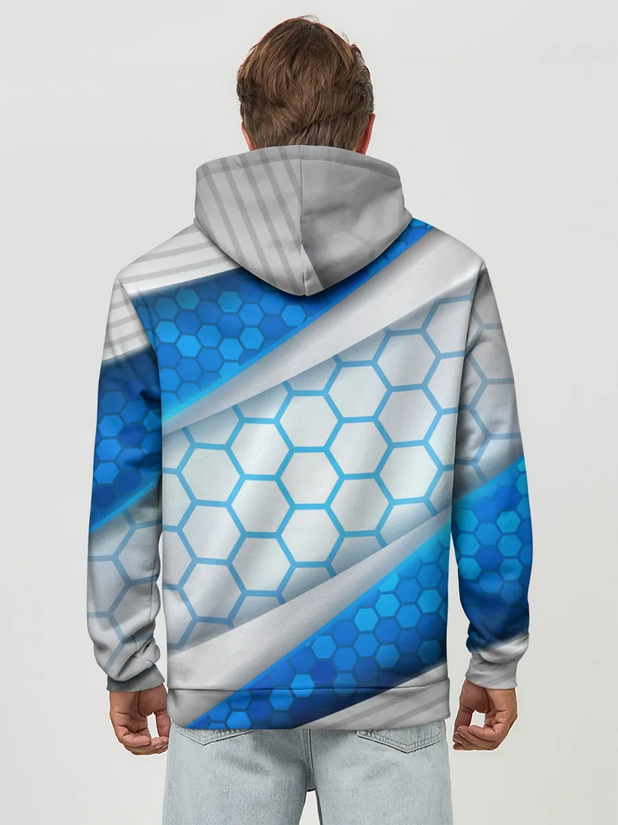 Худи мужской база хлопок / 3D AQUA БРОНЯ ОБЪЕМНЫЕ СОТЫ