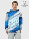 Худи мужской база хлопок / 3D AQUA БРОНЯ ОБЪЕМНЫЕ СОТЫ