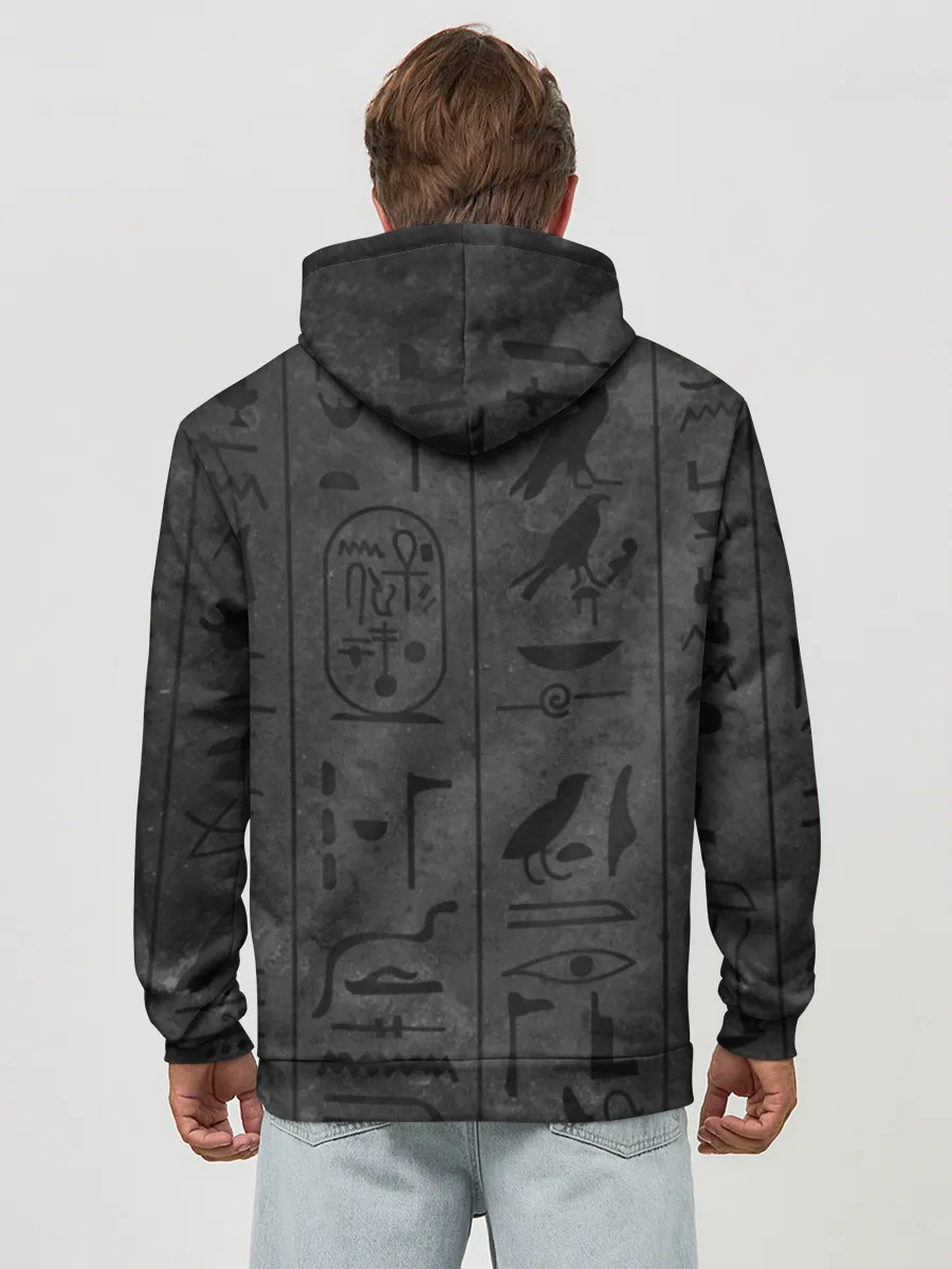 Худи мужской база хлопок / Египетские Иероглифы 3D