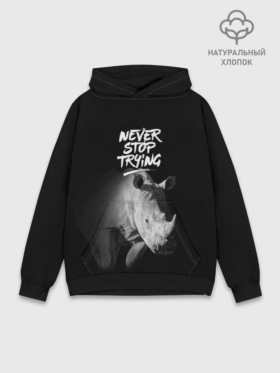 Худи мужской база хлопок / Nnever stop trying